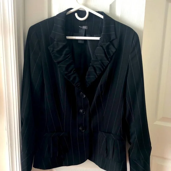 Women blazer and pant suit, Black with white stripes - Picture 1 of 7